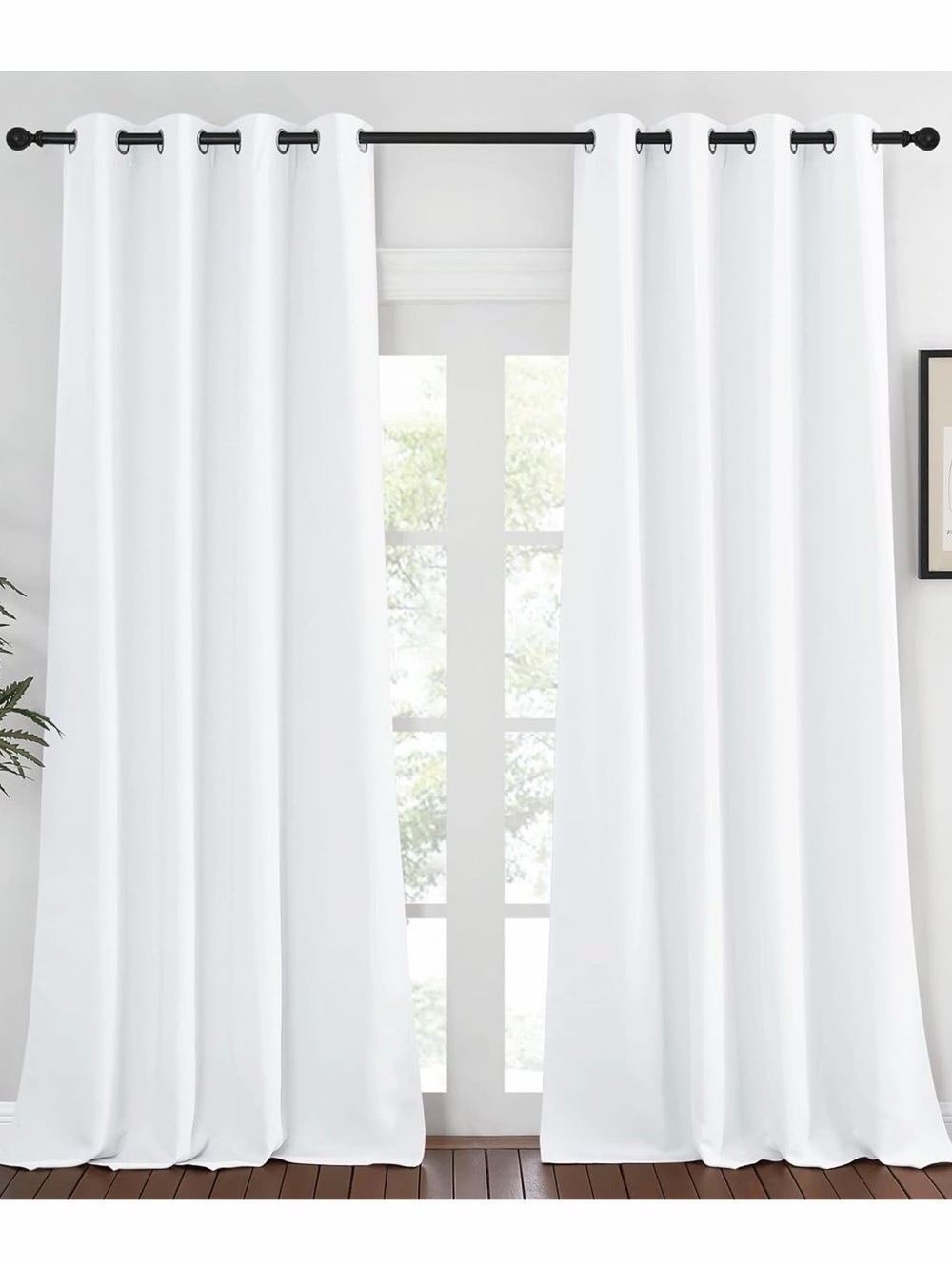 Classic White Grommet Blackout Curtain Panel Set 52” X 95”
